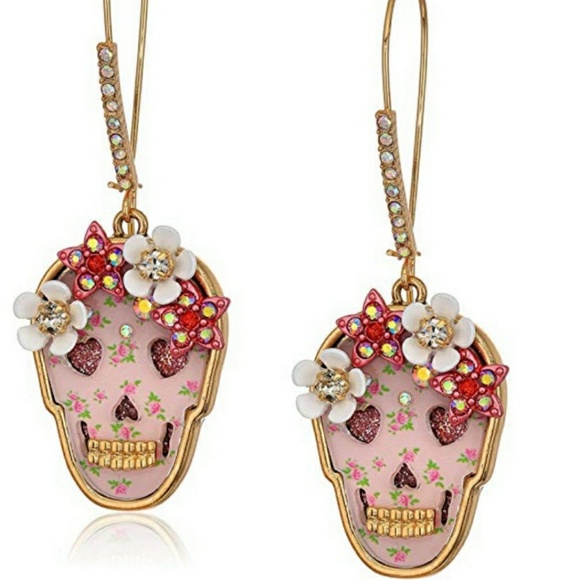 Betsey Johnson Jewelry - Betsey Johnson Skull & Flower Earrings